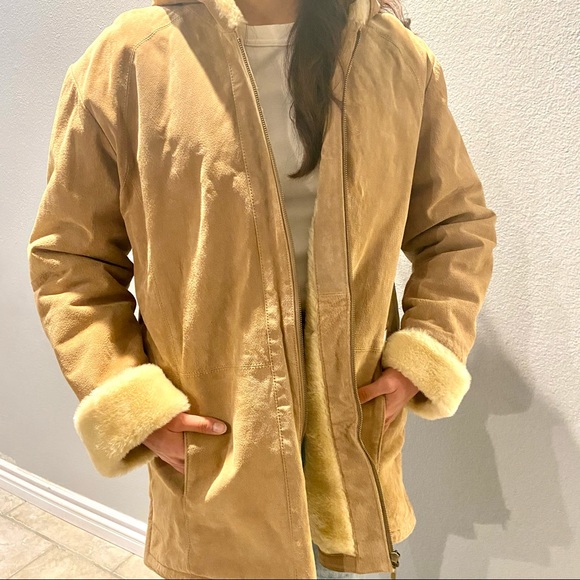 St John’s Bay Leather Winter Coat with hood Sherpa Lining - Picture 1 of 15